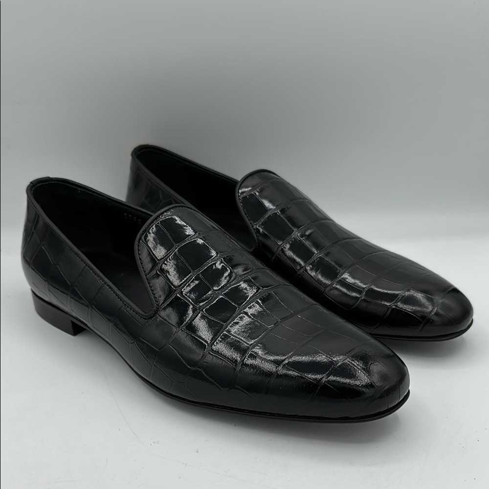 Versace Alligator Embossed Leather Crocodile Loafers Size 42 EU / 9 US NWOB